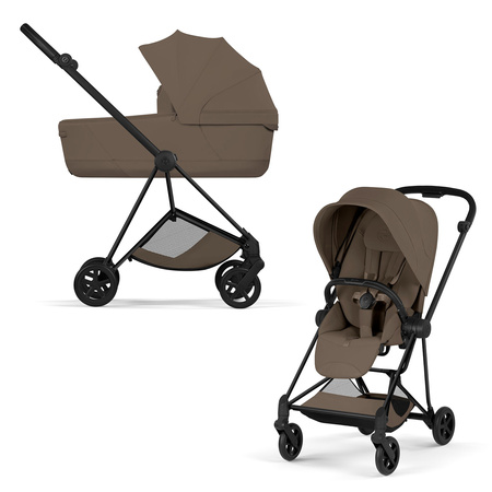 Cybex Mios 4.0 Style Matt Black Coconut Brown zestaw 3w1 z fotelikiem Cloud T i-Size