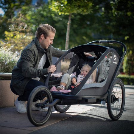 Hamax Cocoon podwójna przyczepka rowerowa z zestawem do biegania