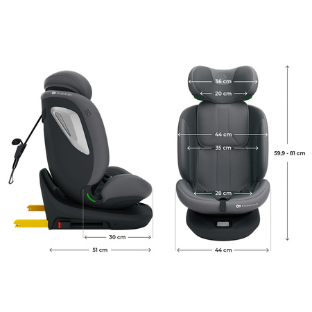 Kinderkraft I-Grow 2 Plus Szary Fotelik samochodowy 40-150 cm