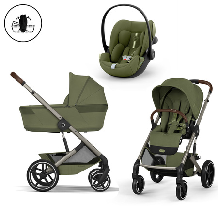 Cybex Balios S Lux 2026 ze składaną gondolą Moss Green zestaw 3w1 z fotelikiem Cloud G3 i-Size Plus