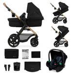 Kinderkraft Moov 2 Pure Black wózek 3w1 głęboko-spacerowy z fotelikiem Mink