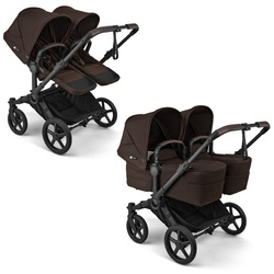 Bugaboo Donkey6 Twin Black/Cocoa Brown wózek 2w1 dla bliźniąt