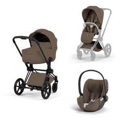 Cybex Priam 5.0 Matt Black Coconut Brown zestaw 3w1 z fotelikiem Cloud T i-Size