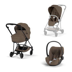 Cybex Mios 4.0 Style Matt Black Coconut Brown zestaw 3w1 z fotelikiem Cloud T i-Size