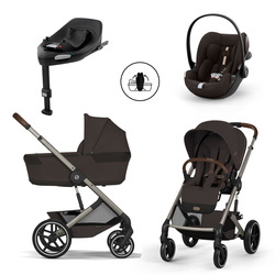Cybex Balios S Lux 2026 ze składaną gondolą Chocolate Brown zestaw 4w1 z fotelikiem Cloud G3 i-Size Plus i Bazą G3