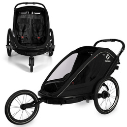 Hamax Breeze Black Podwójna przyczepka rowerowa z zestawem do biegania