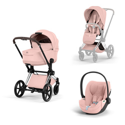 Cybex Priam 5.0 Chrome Brown Peach Pink zestaw 3w1 z fotelikiem Cloud T i-Size