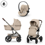 Cybex Talos S Lux 2026 Almond Beige ze składaną gondolą zestaw 3w1 z fotelikiem Cloud G3 i-Size Plus
