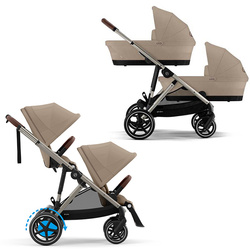 Cybex e-Gazelle S Almond Beige zestaw 4w1 z dodatkowym siedziskiem i gondolą