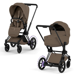 Cybex e-Priam 5.0 Matt Black Coconut Brown wózek 2w1 głęboko-spacerowy