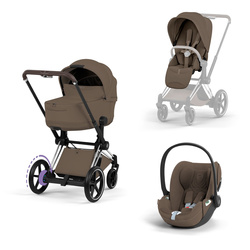 Cybex e-Priam 5.0 Chrome Brown Coconut Brown zestaw 3w1 z fotelikiem Cloud T i-Size