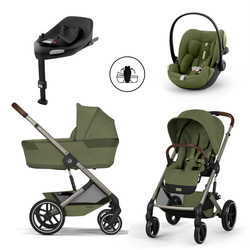 Cybex Balios S Lux 2026 ze składaną gondolą Moss Green zestaw 4w1 z fotelikiem Cloud G3 i-Size Plus i Bazą G3