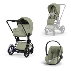 Cybex e-Priam 5.0 Matt Black Sage Green zestaw 3w1 z fotelikiem Cloud T i-Size