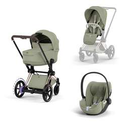 Cybex e-Priam 5.0 Rosegold Sage Green zestaw 3w1 z fotelikiem Cloud T i-Size