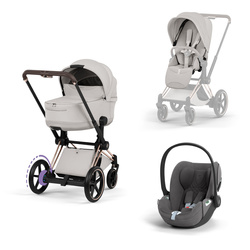 Cybex e-Priam 5.0 Rosegold City Grey zestaw 3w1 z fotelikiem Cloud T i-Size