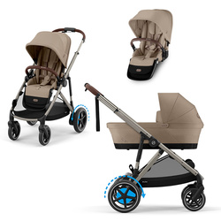 Cybex e-Gazelle S Almond Beige zestaw 3w1 z dodatkowym siedziskiem