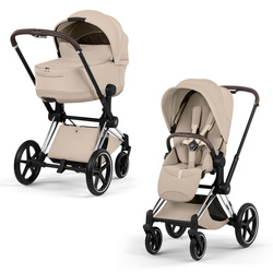 Cybex Priam 5.0 Chrome Brown Cozy Beige wózek 2w1 głęboko-spacerowy