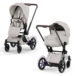 Cybex e-Priam 5.0 Chrome Brown City Grey wózek 2w1 głęboko-spacerowy