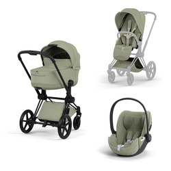 Cybex Priam 5.0 Matt Black Sage Green zestaw 3w1 z fotelikiem Cloud T i-Size