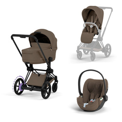 Cybex e-Priam 5.0 Comfort Matt Black Coconut Brown zestaw 3w1 z fotelikiem Cloud T i-Size