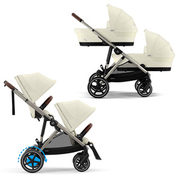 Cybex e-Gazelle S Seashell Beige zestaw 4w1 z dodatkowym siedziskiem i gondolą