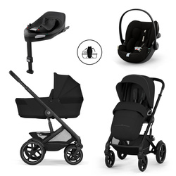 Cybex Talos S Lux 2026 Moon Black ze składaną gondolą zestaw 4w1 z fotelikiem Cloud G3 i-Size Plus i Bazą G3