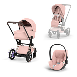 Cybex e-Priam 5.0 Rosegold Peach Pink zestaw 3w1 z fotelikiem Cloud T i-Size