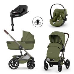 Cybex Talos S Lux 2026 Moss Green ze składaną gondolą zestaw 4w1 z fotelikiem Cloud G3 i-Size Plus i Bazą G3