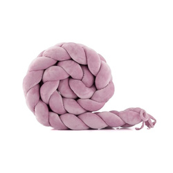 Waldin Welurowy Warkocz ochraniacz do łóżeczka 210 cm Brudny Róż