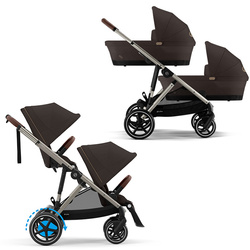 Cybex e-Gazelle S Chocolate Brown zestaw 4w1 z dodatkowym siedziskiem i gondolą