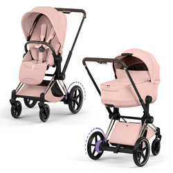 Cybex e-Priam 5.0 Champagne Gold Peach Pink wózek 2w1 głęboko-spacerowy