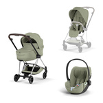 Cybex Mios 4.0 Style Chrome Brown Sage Green zestaw 3w1 z fotelikiem Cloud T i-Size