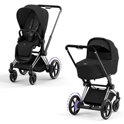 Cybex ePriam Chrome Black Sepia Black wózek 2w1 głęboko-spacerowy