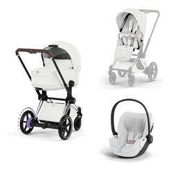 Cybex e-Priam 5.0 Chrome Brown Off White zestaw 3w1 z fotelikiem Cloud T i-Size