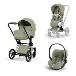 Cybex Priam 5.0 Chrome Brown Sage Green zestaw 3w1 z fotelikiem Cloud T i-Size