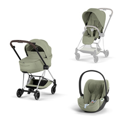 Cybex Mios 4.0 Style Chrome Brown Sage Green zestaw 3w1 z fotelikiem Cloud T i-Size
