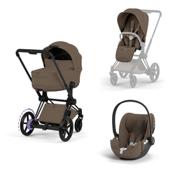 Cybex e-Priam 5.0 Matt Black Coconut Brown zestaw 3w1 z fotelikiem Cloud T i-Size