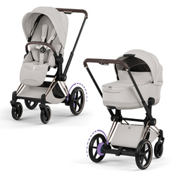 Cybex e-Priam 5.0 Champagne Gold City Grey wózek 2w1 głęboko-spacerowy